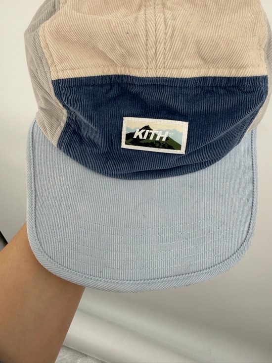Kith Panelled Corduroy Camper Hat Blue Cream 100% Cotton - Picture 4 of 8